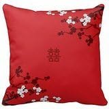 18" x 18" Cherry Blossoms Double Happiness Chinese Wedding Decorative Throw Pillow Case Cushion Cover