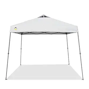 CROWN SHADES 9'x9' Pop Up Canopy with 11x11 Base Patented One Push Canopy Tent Outdoor Shade Bonus Carry Bag, 8 Stakes, and 4 Ropes, White