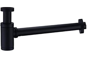 MICE COLLECTION IMEX - Sifón para lavabo o bidé, Set de Desagüe - Trampa con Abertura de Limpieza + Instrucciones de Instalación - Sifón de Diseño, Sifón de Tubería Negro Mate - SCL002/NG