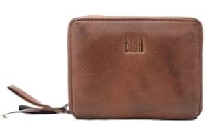 BIBA Cartera de Mujer de Cuero Genuino, Monedero Heritage Boston BT12, Cierre con Cremallera, Piel Bovina Legítima, Color Cuero