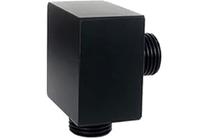 Andreas Dell Wandanschlussbogen 1/2 Zoll – Eckiger Schlauchanschluss WD 1, Schwarz Matt – Wandanschluss für Handbrausen, Hochwertiger Messinganschluss, Badezimmer-Design Armatur