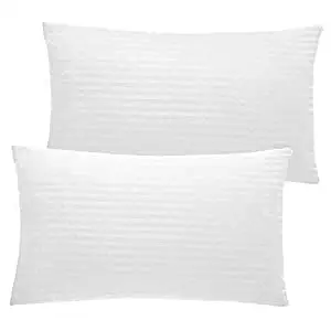 Amazon Brand - Umi CC Collection Satin Stripe Microfiber Pillow Insert/Filler 16 Inches X 24 Inches - White (Pack of 2)