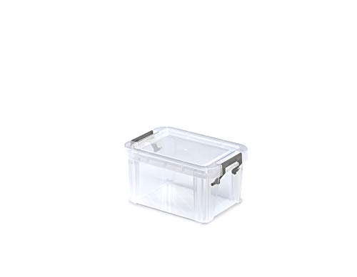 Whitefurze Allstore Container with Silver Clamp, Plastic, Natural, 0.5 Litre
