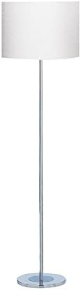 Polished Chrome Floor Lamp with White Drum Shade