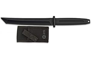 K25 - RUI KNIVES Cuchillo Entrenamiento Katana Tanto japones Negro 18,4 cm para entrenar artes marciales, dummy, airsoft, paintball, practicar, decoración, 100% seguro K25 32412 + Portabotellas de regalo