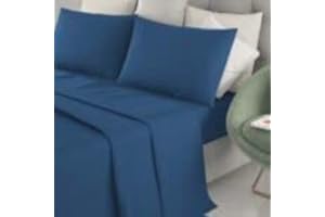 il dolce stile della tua casa set completo lenzuola matrimoniali in puro cotone tinta unita (blu)