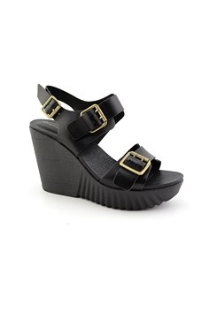 Rockport Women's Kinsley Buckled Sling Sandals Platform Shoes White Black (UK 4.5, Black)