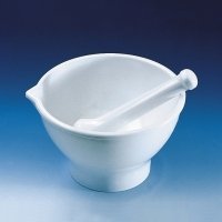 Mörser mit Pistill, MF, weiß, mit Fuß und Ausguss, Ø 125 mm