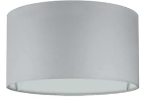 Wogati® Premium Lampenschirm E14/E27 Baumwolle | Grau, Ø40cm Höhe 25cm | Für Stehlampe, Hängelampe Und Tischlampe
