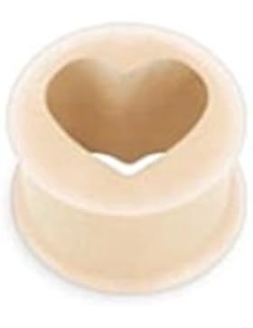 Paula & Fritz® Plug Double Flat Flared aus Silikon Hohles Herz hautfarben 6.5m...