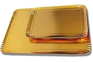 LEPETITMITRON -25 Plateaux Traiteur Or 32X42- Contact Alimentaire, biodégradable, réutilisable.