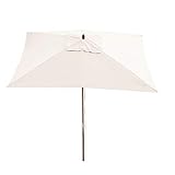 Parasol en Bois, Parasol de Jardin Florida, Parasol de marché, rectangulaire 2x3m ~ crème