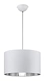 Pendelleuchte Hostel in weiß matt mit einem Stoffschirm in weiß/innen silberfarbig