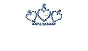 DD Enterprises Dog & Cat Crystal with Rhinestone Iridescent Hair Clip Barrette Princess Tiara Crown for Pet Hair Accessories - Red (Blue)