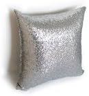 AMAZLINEN(TM) Decorative Glitzy Sequin & Comfy Satin Solid Throw Pillow Cover 18 Inch Square Pillow Case, Hidden Zipper Design, 1 Cover Pack Only(Silver)
