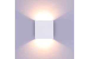 Glighone LED Wall Lights Indoor, Up Down Wall Lamp Dimmable Modern Wall Wash Lights 10W Aluminum LED Sconce Wall Lighting Fixture for Bedroom Living Room Balcony Hallway Corridor, Warm White