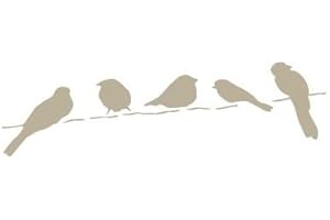 TODO-STENCIL Mini pochoir décoratif vintage 055 - Motif oiseaux - Dimensions : 12 x 12 cm - Dimensions : 9,9 x 2,9 cm