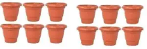 MEHANS Gardening Flower Pots-10Inch Round Garden Plastic Planters Pack of 12 Plant Container Set (Pack of 12, Plastic)