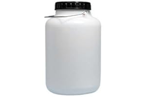 HELGUEFER - Bidon Agua 10L Boca Ancha | Deposito Agua de Plástico PEHD | Apto Uso Alimentario | Bidon Resistente y Reutilizable | Contenedor Redondo con Asa metalica y Tapa