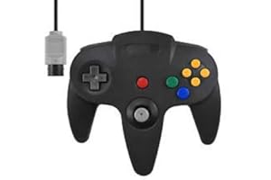 AMEEGO Long Handle Game Controller Classic Nentendo 64 Controller Wired Replacement Gamepad Remote Pad Joystick Fit for Wii N64 Game Consoles (Black)