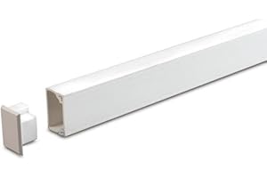CEW COLCHESTER ELECTRICAL WHOLESALE LTD 16mm x 25mm PVC White Electrical Cable Cover Mini Trunking Conduit Wire Tidy Self Adhesive + Bends (1 x 16mm x 25mm End Cap Only)