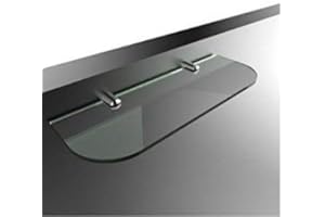 BSM Marketing Glass Shelf 500mmx100mm 6mm Toughened with Curved Corners and Chrome Finish Supports