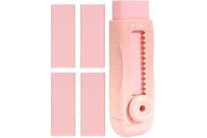 WYJUAN 4+1 Pack Rubber Pink Erasers Sliding Retractable Eraser, Soft Cute Erasers Push Pull Large Pencil with Plastic Sleeve 4 Refill for School Students Kids Office Home Supplie