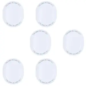 Corelle Essential Series Glass Microwave Safe Pack of 6 Oval Dinner Plate Serving Platter-Modena