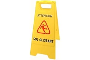 LE PLUS DE L'ENTRETIEN Panneau de signalisation sol glissant chevalet jaune