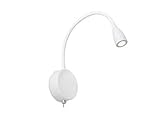 Aplique de pared de color blanco, con brazo articulado y tecnología LED, de 3W y luz cálida. La fuente de iluminación es LED 3W 3000K incluida. Fabricado en aluminio y metal. Ideal para iluminar espacios de lectura en salones y dormitorios.