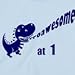 "Rrroawesome at 1" - Awesome 1st Birtday T shirt Gift with Dinosaur Design, 6 to 12 mths, Blue