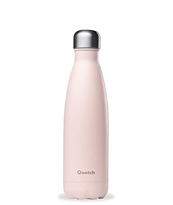 QWETCH - Bouteille Isotherme INOX 500ml - Maintient Vos Boissons au Chaud Pendant 12 Heures & au Frais Pendant 24 Heures - BPA Free - Pastel Rose Poudrée