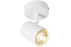 QAZQA - Modern Moderner Spot weiß kippbar - Jeana 1 I Wohnzimmer I Schlafzimmer - Stahl Rund - LED geeignet GU10