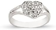925 Sterling Silver Baby Children's Cubic Zirconia Heart Signet Ring (E)
