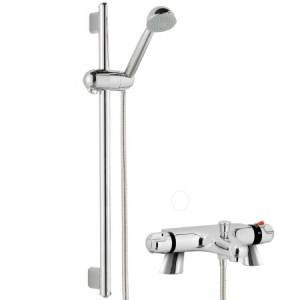 Thermostatic Bath Shower Mixer With Modern Bathroom Slider Riser Rail Kit Modern styling with chrome finish