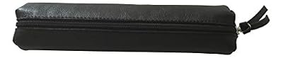 Clairefontaine 410001C - Une trousse slim Cuir 4x2,5x19,5 cm en véritable cuir d'agneau, Noir