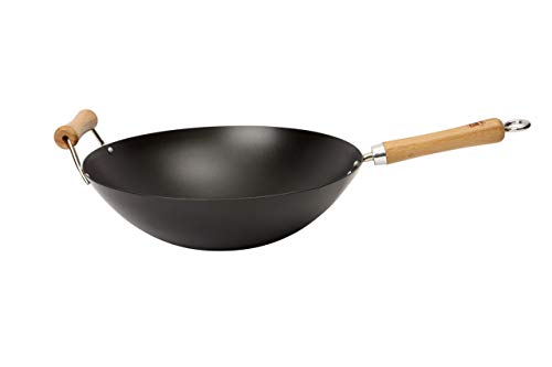 école de Wok Anti-adhésif Wok Star Wok en Acier Carbone, Argent, 35,6 cm