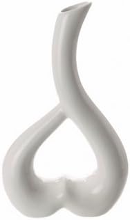 Ceramic Rotated Heart Vase By Homestreet - Choose Red Black Or White (White)