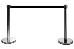 FLEXIBARRIER FlexBarrier - Juego de 2 soportes de seguridad (300 - 3 m, correa de cierre, correa de cierre, 2 unidades), color negro