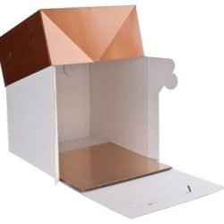 Tortendeko Tortenschachtel XXL mit Deckel 40 x 40 x 30 cm, weiß Bronze