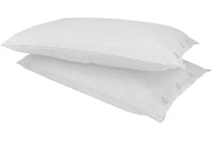 Russo Tessuti Coppia Federe Guanciali con Bottoni Cuscini Tinta Unita in Cotone 52 x 82 cm-Bianco