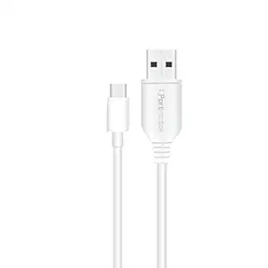 Portronics Konnect Core II POR-1031, 2.4A Fast Charging 1M Micro USB Cable for Android Phones (White)