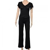 Modal Falbala Short-sleeve Yoga Clothing Suit Size L Black
