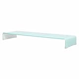Color: Blanco SHENGFENG TV Cristal Accesorio de TV Mesa de la Pantalla Elevador Blanco de la Pantalla Soporte Cristal Monitor Soporte 120 x 30 x 13 cm