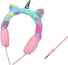 DREAMS UNLIMITED Magical Multicolored Unicorn Universally Compatible Lightweight Furry Stereo Earphone/Headphone with Mic Gift for Children Birthday Party- Wired, 3.5mm Jack(Random Colour Shipped)