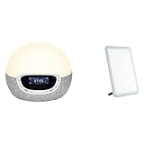 Lumie Bodyclock Shine 300 – Wake-up Light Alarm Clock With Radio, 15 Sounds And Sleep Sunset & Vitamin L - Slim Light Box For Effective Sad Light Therapy