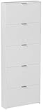 Color: blanco. Habitdesign, 007815Bo, Zapatero con 5 Puertas, Mueble Zapatero Estrecho Dormitorio, Capacidad 15 Pares, Color Blanco Brillo, Medidas. 70 X 180 X 17 Cm de Fondo