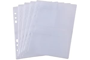 CYFUN DESIGN 5 tasche per raccoglitori con 3 tasche, formato A5, 6 fori, per fustelle e francobolli, impermeabili, in PVC trasparente, protezioni per fustelle, stencil, album, francobolli artigianali