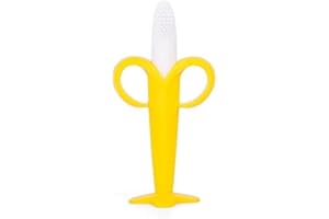 SARJAR Banana Baby Teether, Self-Soothing Pain Relief Soft Silicone Baby Teething Toys, Training Banana Toothbrush for Babies, Toddlers, Infants, Boy and Girl, Natural Organic BPA Free