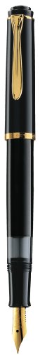 Pelikan 983056 Kolbenfüllhalter Classic M 200 vergoldete Edelstahlfeder Federbreite F, 1 Stück, schwarz - 2